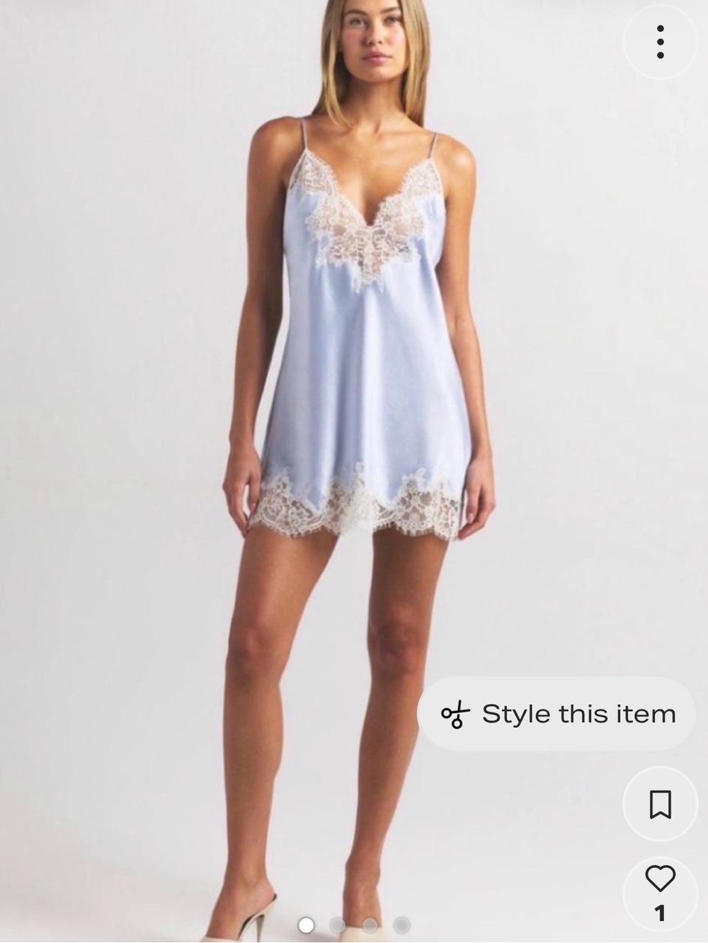 SKIMS SILK LACE MINI SLIP DRESS - NWT - PERIWINKLE TONAL - XXS